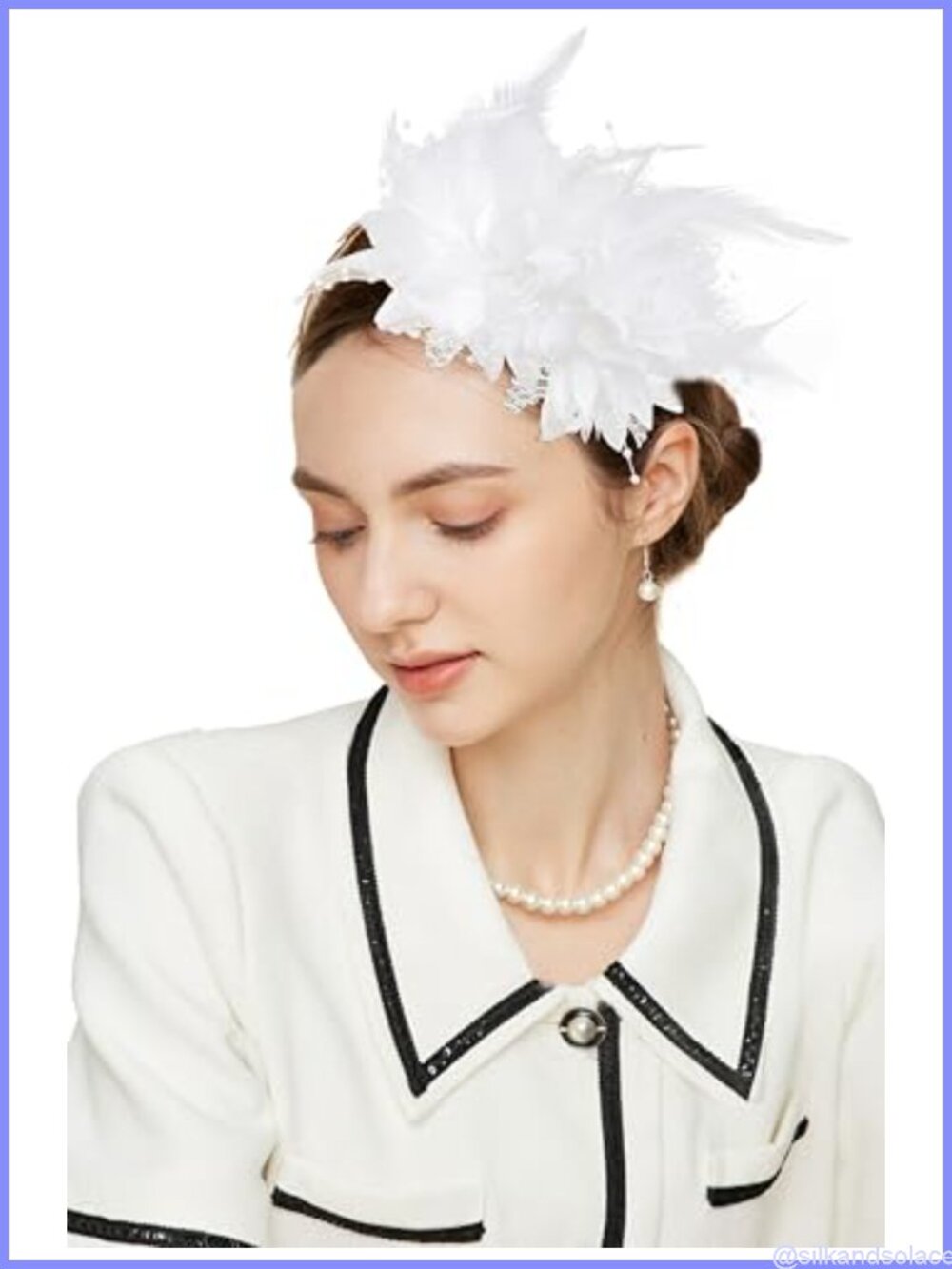 Women Feather Fascinator Headband Tea Party Formal Headpiece One Size